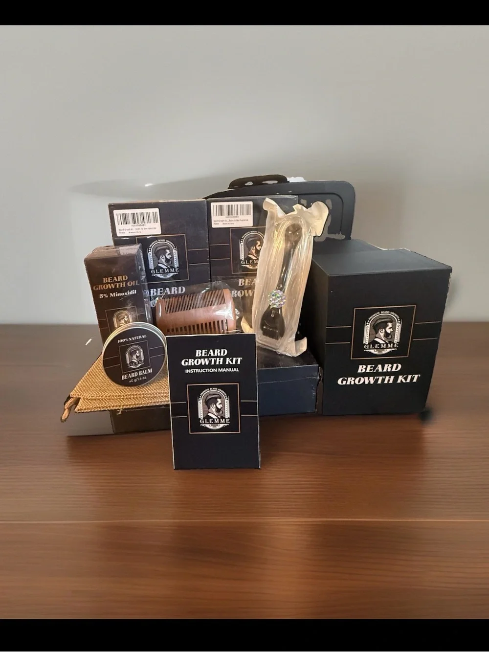 Premium Beard Growth Kit for Men -  Derma Roller, Beard Balm,Comb & Travel Bag